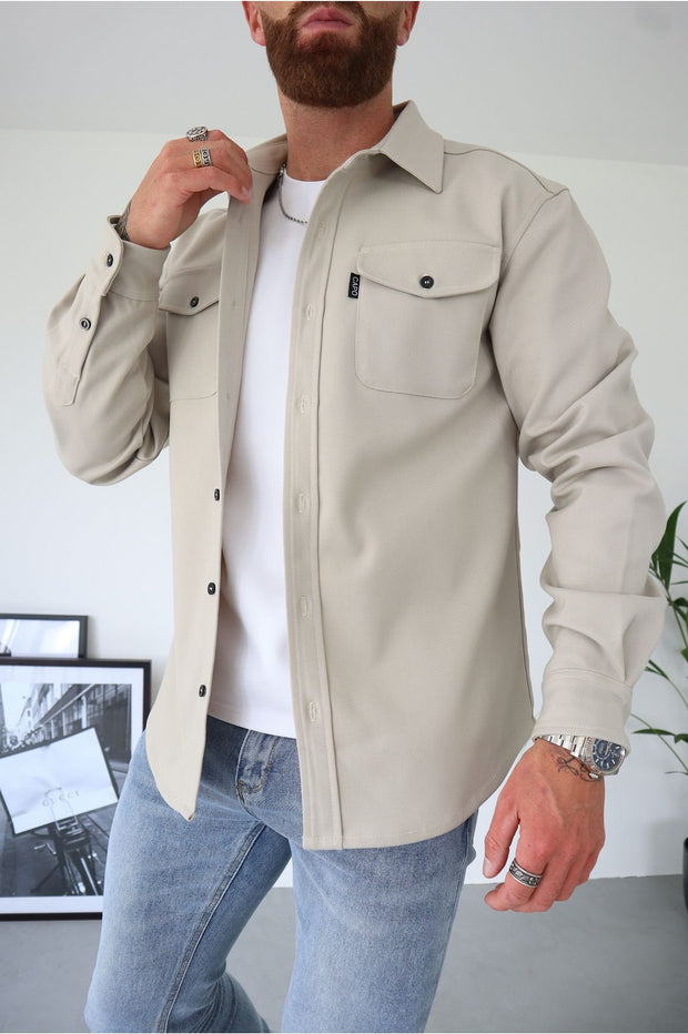 Gavin | Męska Koszula w Stylu Casual shirts & polos Warschau Fashion Jasny beż S