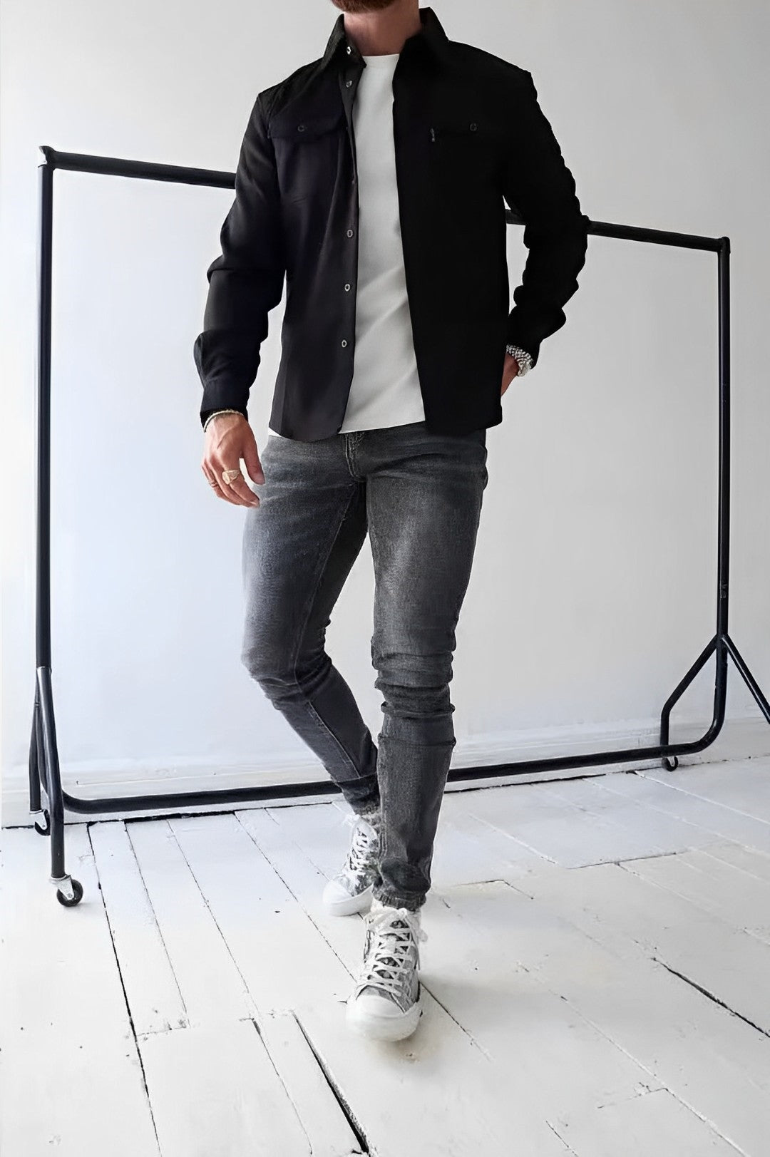 Gavin | Męska Koszula w Stylu Casual shirts & polos Warschau Fashion Czarny S