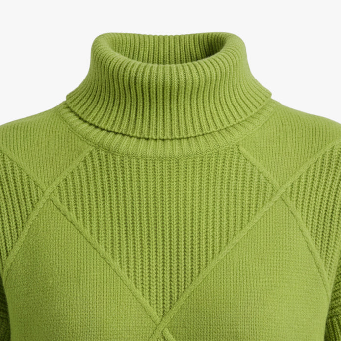 Irena | Damski sweter z wysokim prążkowanym kołnierzem i diamentowym splotem Swetry Warschau Fashion