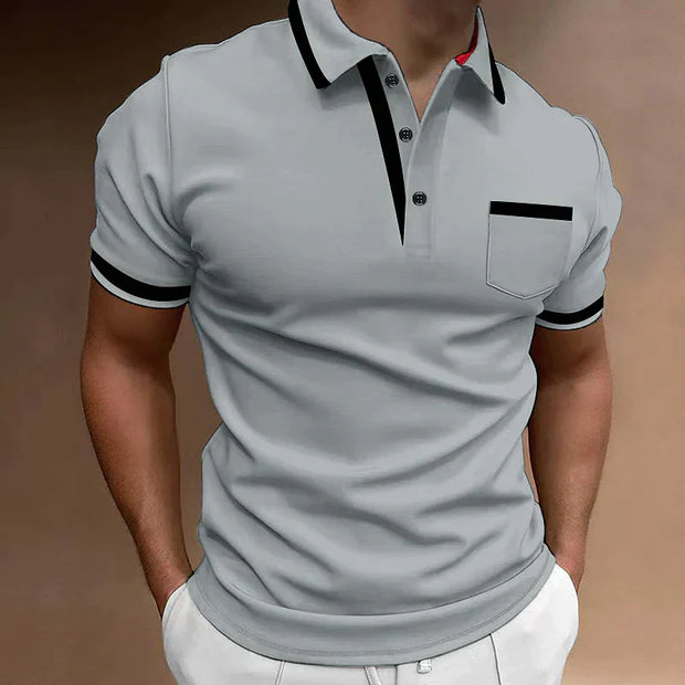 Męskie Polo Endymion o dopasowanym kroju z kontrastującymi detalami Polo Shirt Men Warschau Fashion Szary S