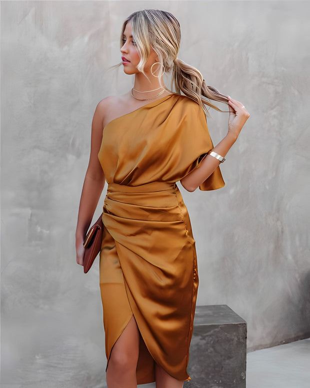 Allegra - Elegancka Jedwabna Sukienka Galanta Warschau Fashion Pomarańczowy S