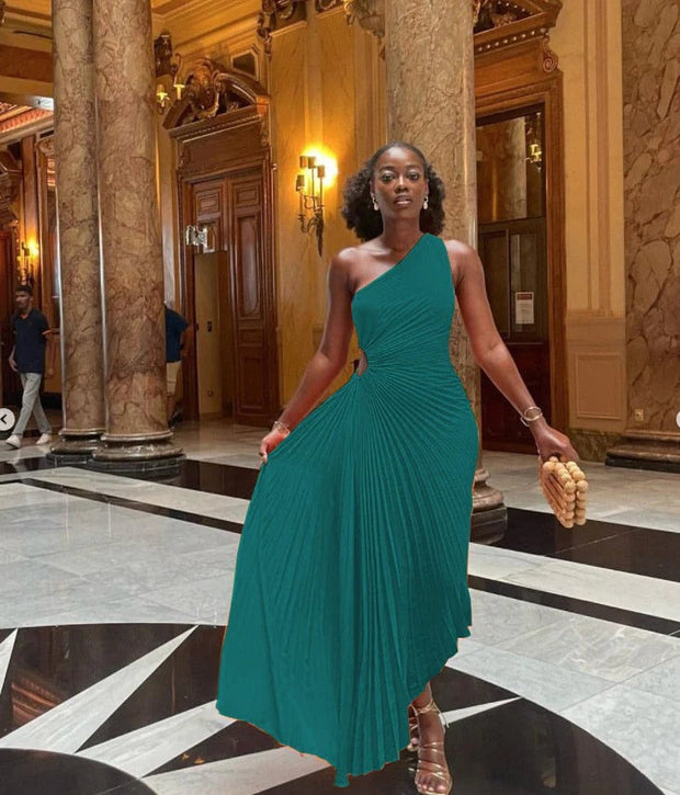 Olivia - Suknia Maxi z Plisowanym Kołnierzem dla Kobiet | Idealna na Wiosnę/Lato Warschau Fashion