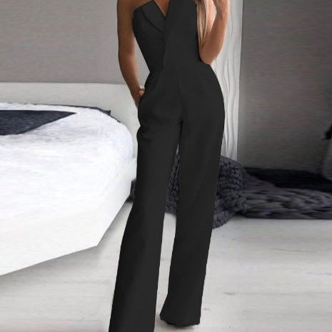 Bezrękawowy damski kombinezon Women Jumpsuit Warschau Fashion Czarny S