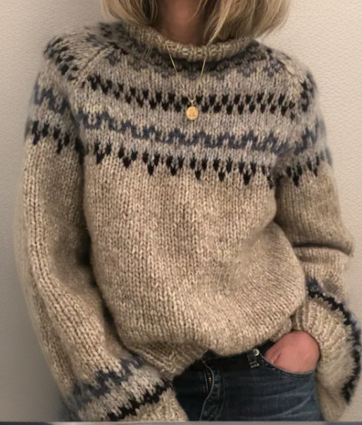 Kaleide - Stylowy sweter Sweater Warschau Fashion Beżowy S