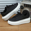 Damskie Sneakersy na Platformie – Niskie – Gładki Design – Sznurowane