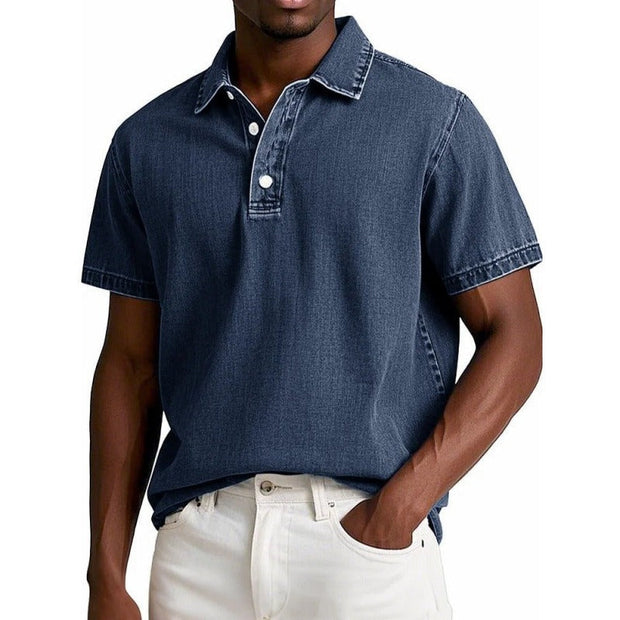 Męska koszulka polo z bawełny – luźny krój, krótki rękaw, klasyczny styl casual Shirts Warschau Fashion Niebieski S