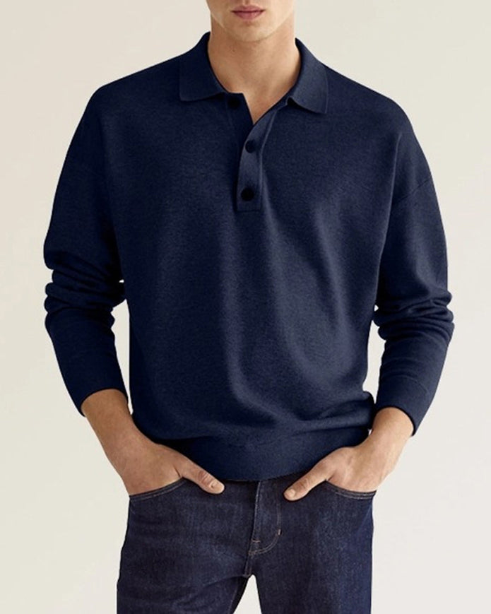 Jantje | Męska koszula z długim rękawem z guzikami Men's Clothing Warschau Fashion Granatowy M