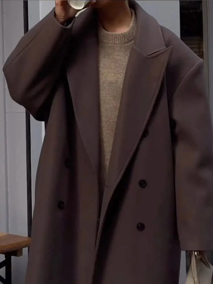 Elegancki, dwurzędowy oversize'owy płaszcz na jesień dla kobiet Jacket Warschau Fashion