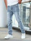 RAVI | Męskie dżinsy z funkcjonalnymi kieszeniami Pants Men Warschau Fashion Jasnoniebieski XS