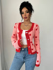 Lotte | Elegancki kardigan w serca w czerwono-różowej kolorystyce dla kobiet Warschau Fashion