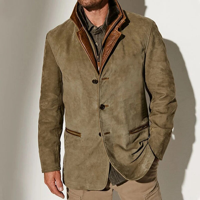 FLORIS | Męska Kurtka w Stylu Retro z Guzikowym Zapięciem Jacket Warschau Fashion Khaki S