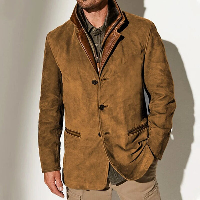 FLORIS | Męska Kurtka w Stylu Retro z Guzikowym Zapięciem Jacket Warschau Fashion Brązowy S