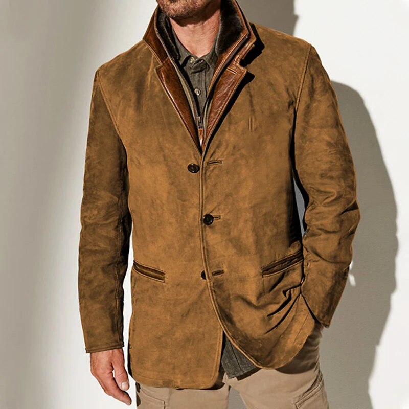 FLORIS | Męska Kurtka w Stylu Retro z Guzikowym Zapięciem Jacket Warschau Fashion Brązowy S
