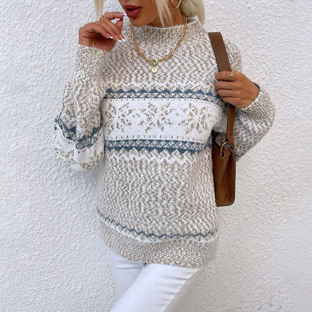 Lura | Sweter inspirowany stylem retro Sweater Warschau Fashion Beżowy S