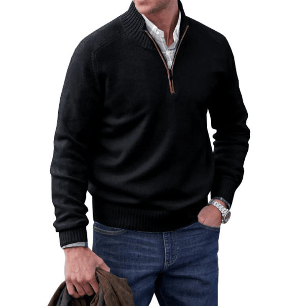 ZAVA | Męski Sweter z Suwakiem Kleding en accessoires > Kleding > Heren > Truien Warschau Fashion Czarny M