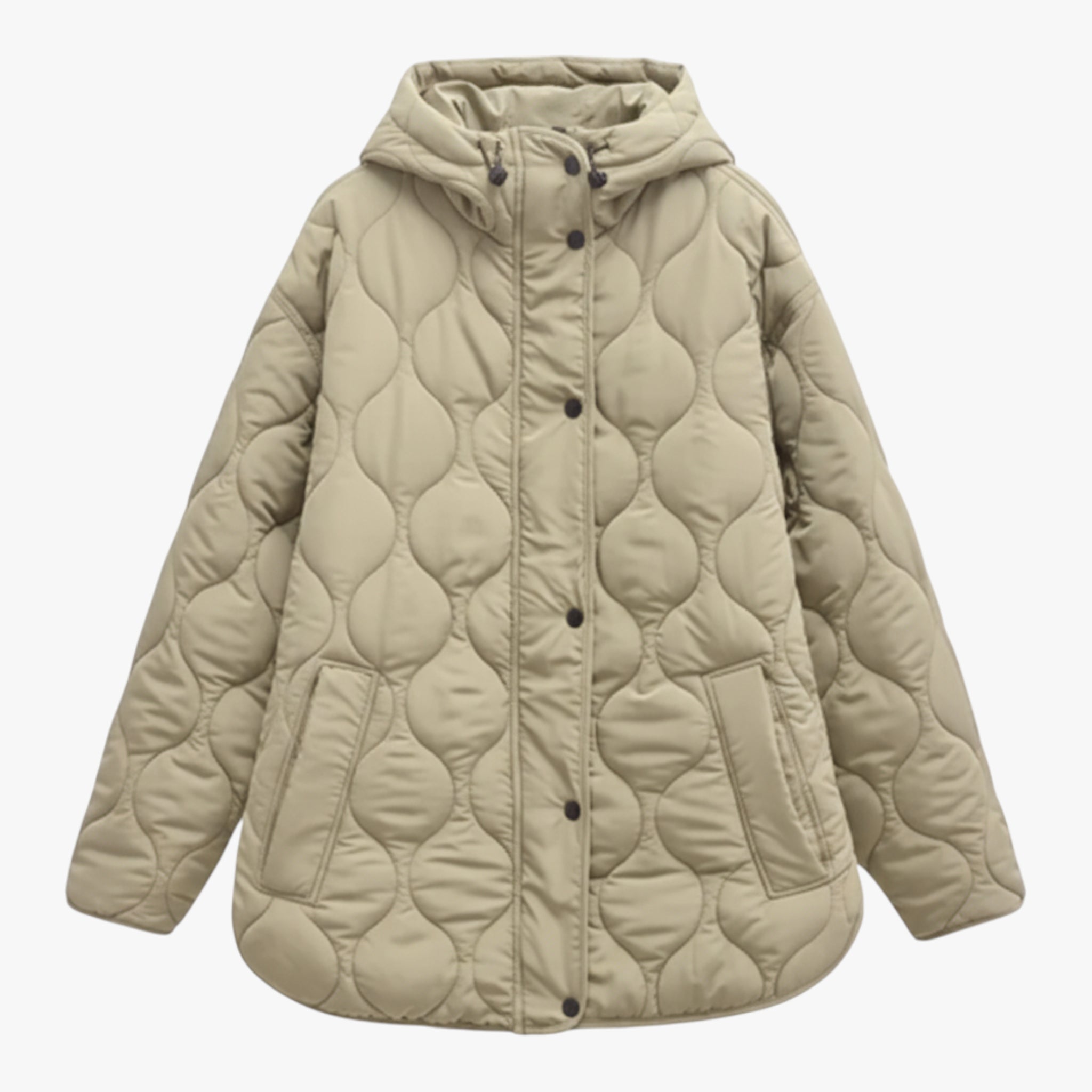 Aleksandra | Damski Ciepły Płaszcz z Kapturem Kurtki i płaszcze damskie Warschau Fashion Khaki XS