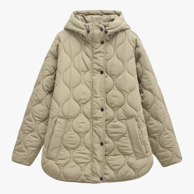 Aleksandra | Damski Ciepły Płaszcz z Kapturem Kurtki i płaszcze damskie Warschau Fashion Khaki XS