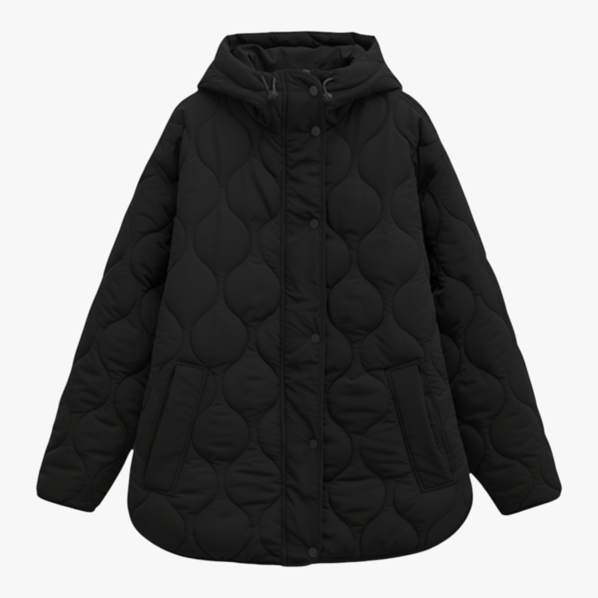 Aleksandra | Damski Ciepły Płaszcz z Kapturem Kurtki i płaszcze damskie Warschau Fashion Czarny XS