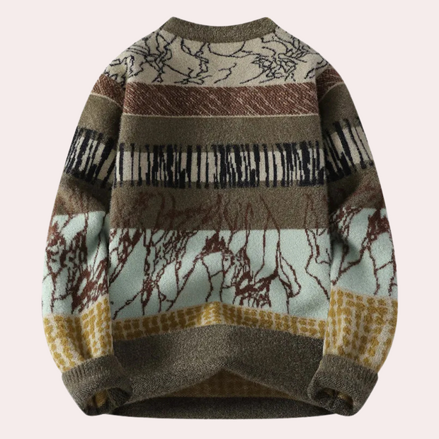 MARLON - Męski Nowoczesny Sweter na Wiosnę Unisex Sweater Pullover Abstract Fall Warschau Fashion