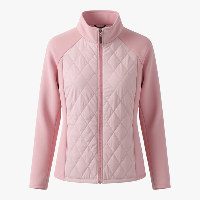 Katarzyna | Damska pikowana kurtka z naszywkami i ociepleniem Kurtki i płaszcze damskie Warschau Fashion Różowy S