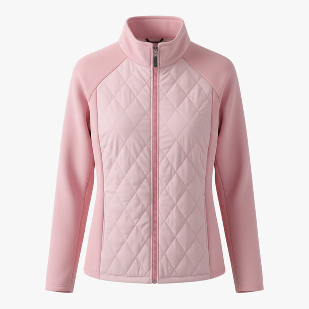 Katarzyna | Damska pikowana kurtka z naszywkami i ociepleniem Kurtki i płaszcze damskie Warschau Fashion Różowy S