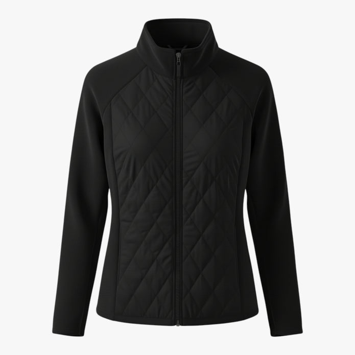 Katarzyna | Damska pikowana kurtka z naszywkami i ociepleniem Kurtki i płaszcze damskie Warschau Fashion Czarny S