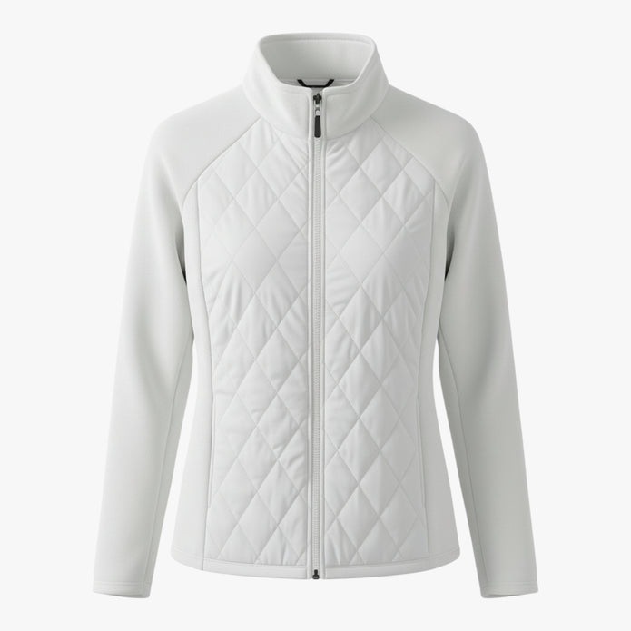 Katarzyna | Damska pikowana kurtka z naszywkami i ociepleniem Kurtki i płaszcze damskie Warschau Fashion Biały S