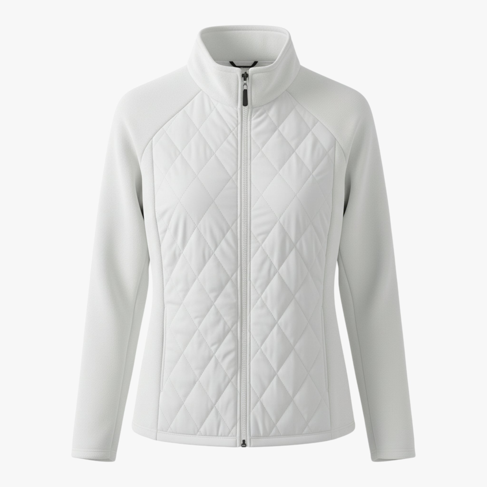 Katarzyna | Damska pikowana kurtka z naszywkami i ociepleniem Kurtki i płaszcze damskie Warschau Fashion Biały S