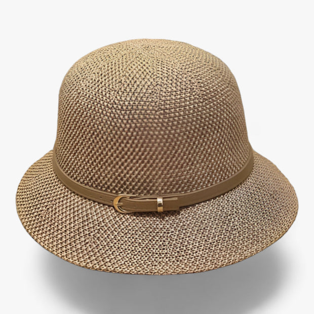 Elegancki lniany kapelusz - Składany i z ochroną UV concept frankfurt20240807 Warschau Fashion Khaki