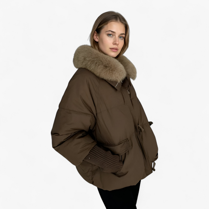 Kurtka Zimowa Damska z Futrzanym Kołnierzem Odzież wierzchnia damska Warschau Fashion