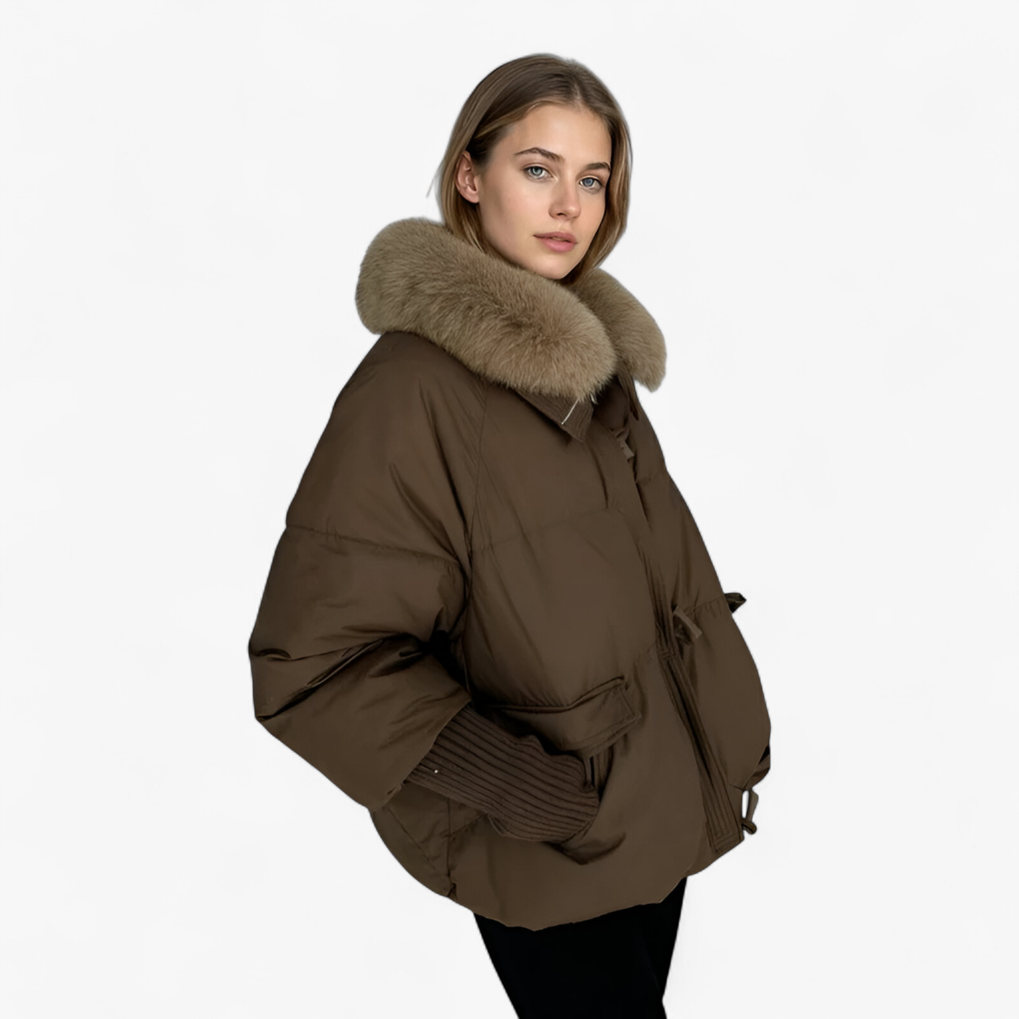 Kurtka Zimowa Damska z Futrzanym Kołnierzem Odzież wierzchnia damska Warschau Fashion