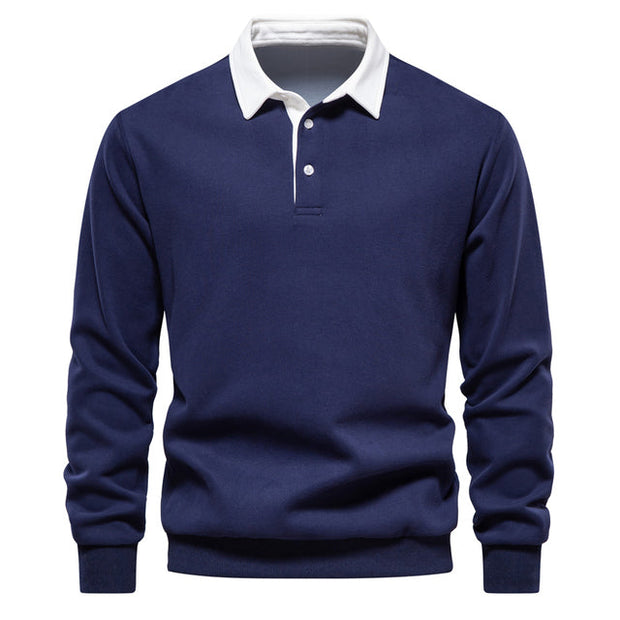 Sweter Polo z Długim Rękawem Warschau Fashion Granatowy S