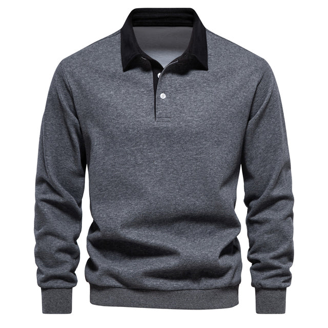 Sweter Polo z Długim Rękawem Warschau Fashion Ciemnoszary S