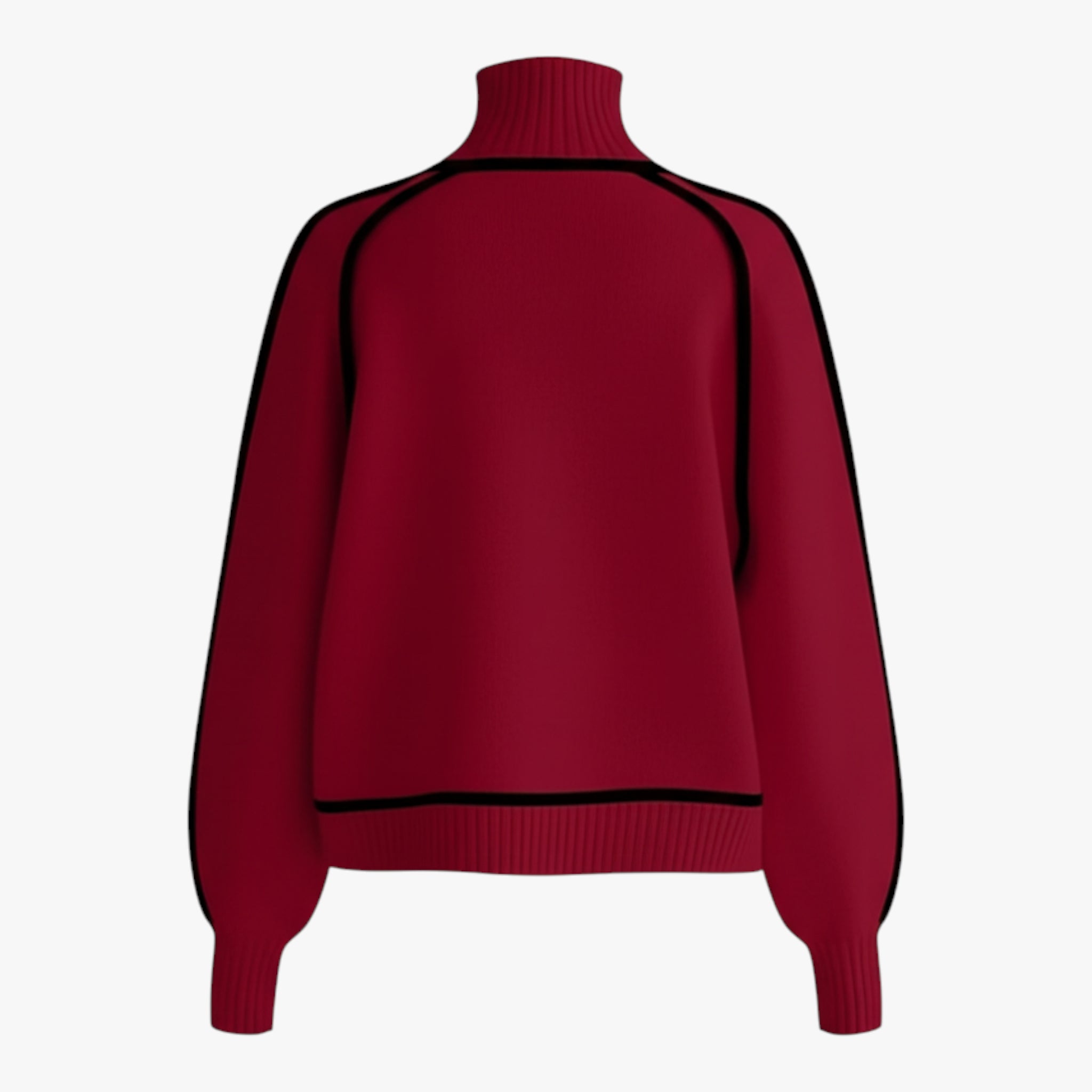 Joanna | Damski Sweter z Golfem i Kontrastową Lamówką Swetry Warschau Fashion