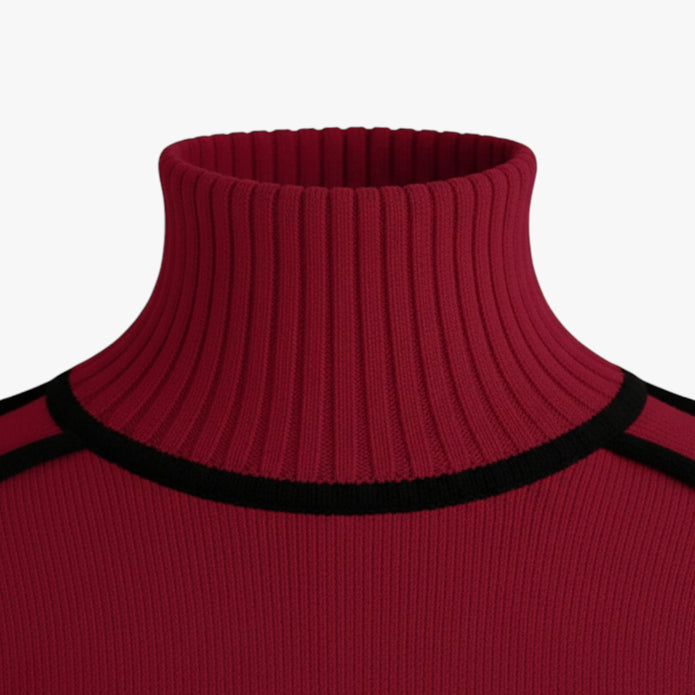 Joanna | Damski Sweter z Golfem i Kontrastową Lamówką Swetry Warschau Fashion