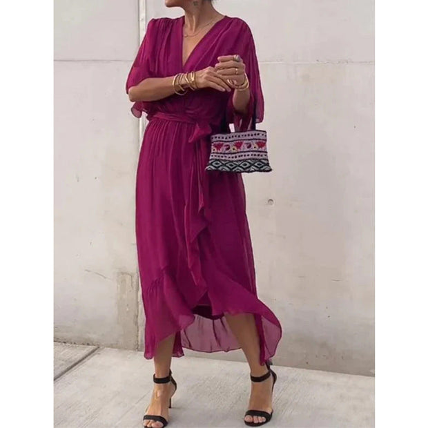 Rosafah | Elegancka Midi Sukienka Chiffonowa dla Kobiet