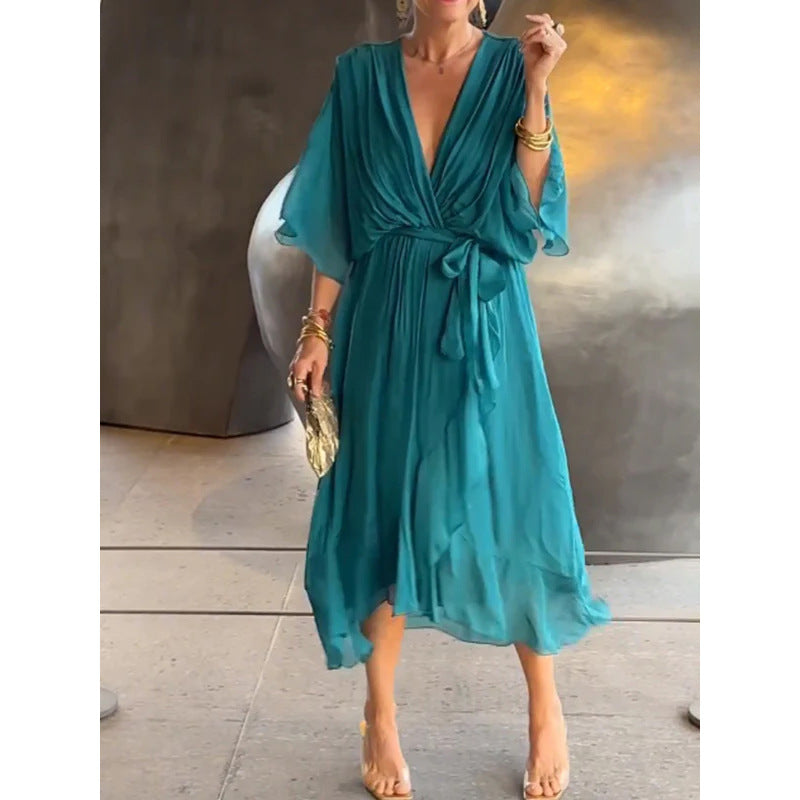 Rosafah | Elegancka Midi Sukienka Chiffonowa dla Kobiet