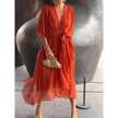 Rosafah | Elegancka Midi Sukienka Chiffonowa dla Kobiet