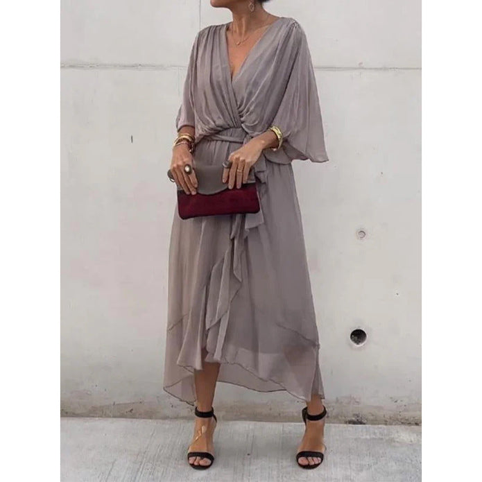Rosafah | Elegancka Midi Sukienka Chiffonowa dla Kobiet