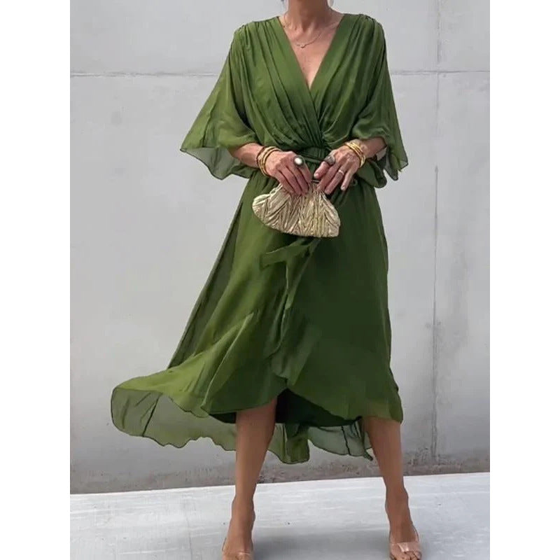 Rosafah | Elegancka Midi Sukienka Chiffonowa dla Kobiet