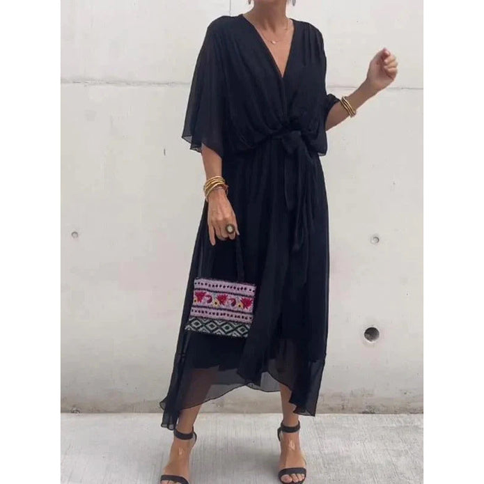 Rosafah | Elegancka Midi Sukienka Chiffonowa dla Kobiet