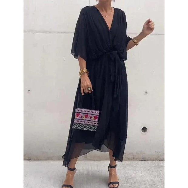 Rosafah | Elegancka Midi Sukienka Chiffonowa dla Kobiet
