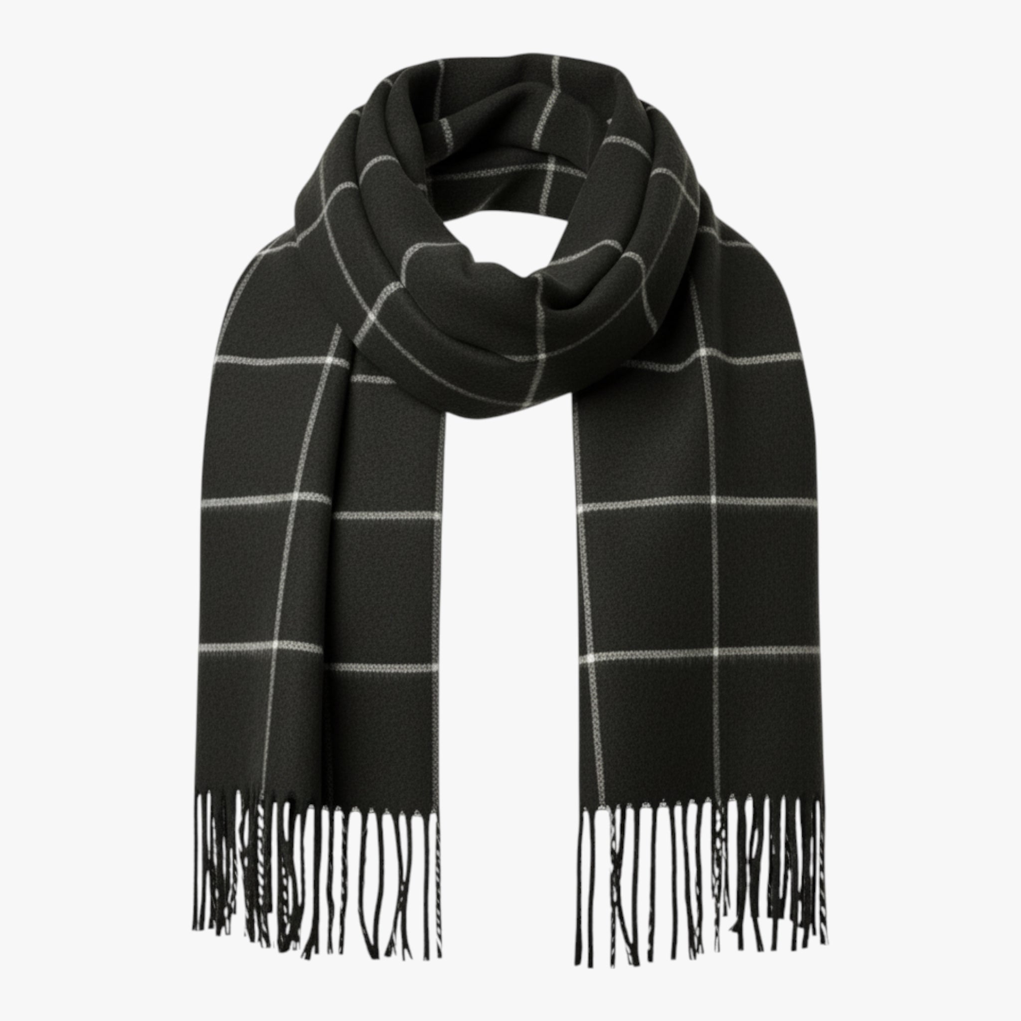 Szymon | Męski zimowy szalik w kratę z dzianiny Szaliki Warschau Fashion Czarny 30x190CM