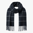 Szymon | Męski zimowy szalik w kratę z dzianiny Szaliki Warschau Fashion Ciemnoniebieski 30x190CM