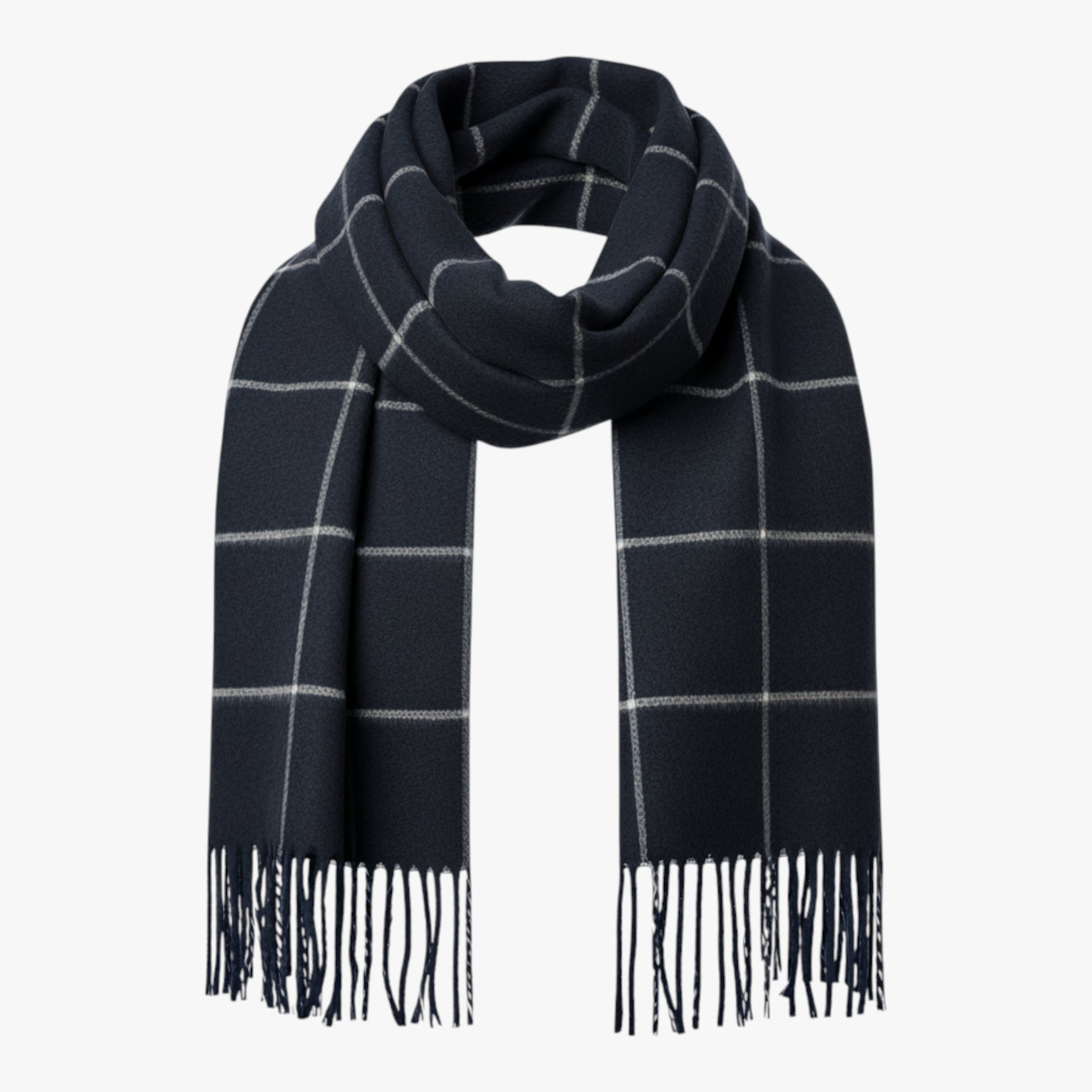 Szymon | Męski zimowy szalik w kratę z dzianiny Szaliki Warschau Fashion Ciemnoniebieski 30x190CM