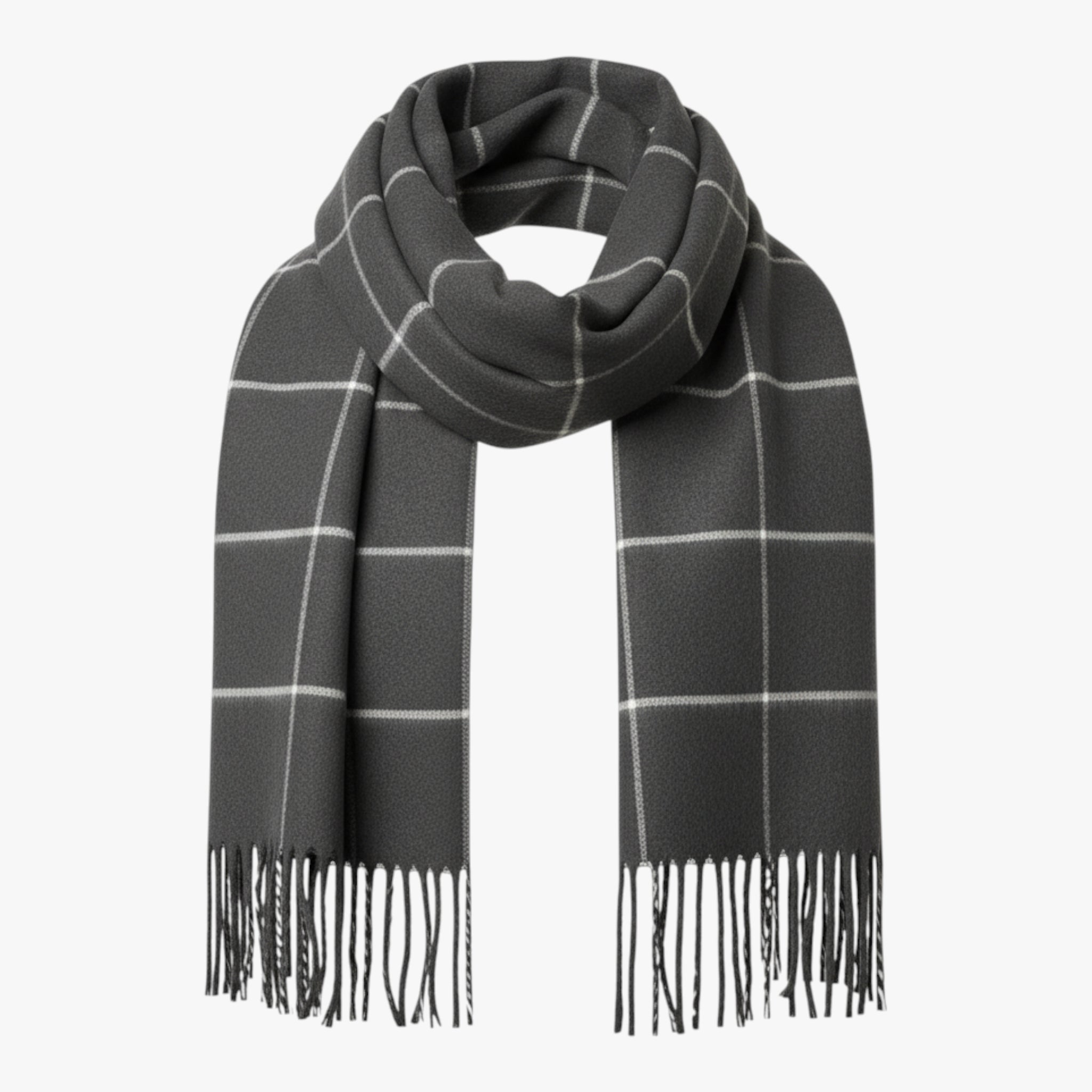 Szymon | Męski zimowy szalik w kratę z dzianiny Szaliki Warschau Fashion Szary 30x190CM