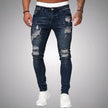 Jensen | Męskie Spodnie Slim Fit z Przetarciami | Luźny Krój