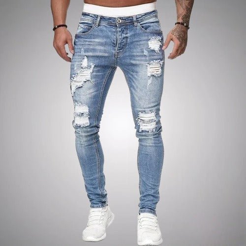 Jensen | Męskie Spodnie Slim Fit z Przetarciami | Luźny Krój