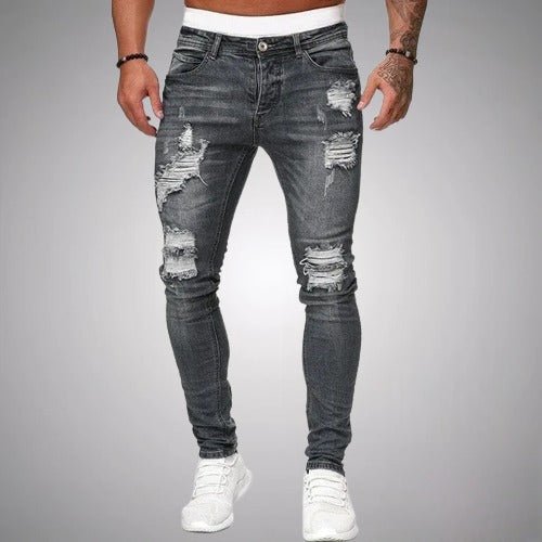 Jensen | Męskie Spodnie Slim Fit z Przetarciami | Luźny Krój