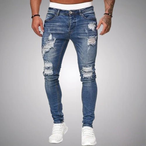 Jensen | Męskie Spodnie Slim Fit z Przetarciami | Luźny Krój